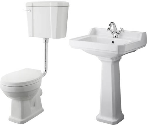 Additional image for Low level Toilet With 600mm Basin & Pedestal (1TH).