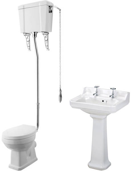 Additional image for High level Toilet With 600mm Basin & Pedestal (2TH).