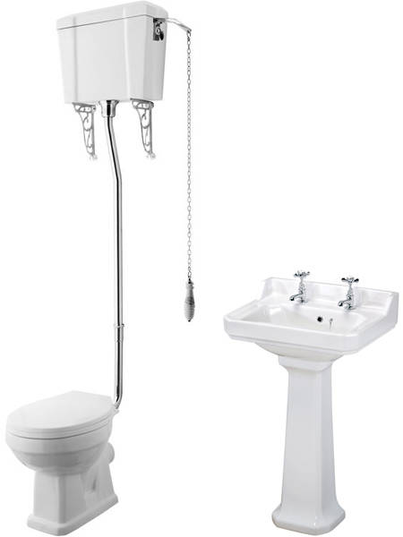 Additional image for High level Toilet With 500mm Basin & Pedestal (2TH).