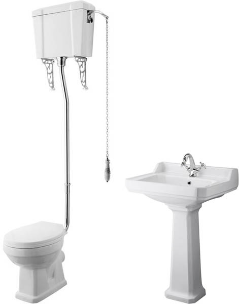 Additional image for High level Toilet With 600mm Basin & Pedestal (1TH).