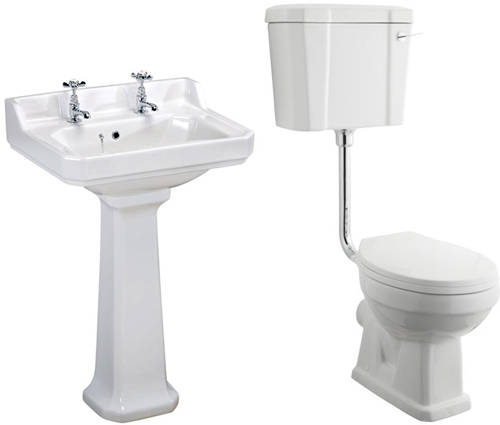 Additional image for Low level Toilet With 600mm Basin & Pedestal (2TH).