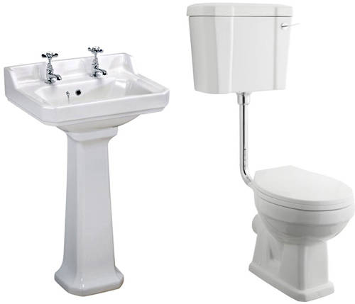 Additional image for Low level Toilet With 500mm Basin & Pedestal (2TH).