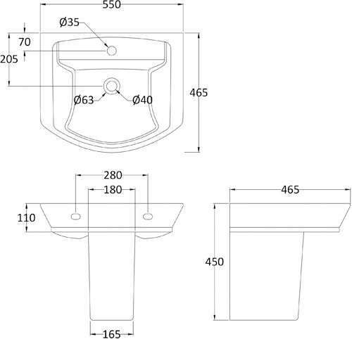 Additional image for Maya Basin & Semi Pedestal 550mm.