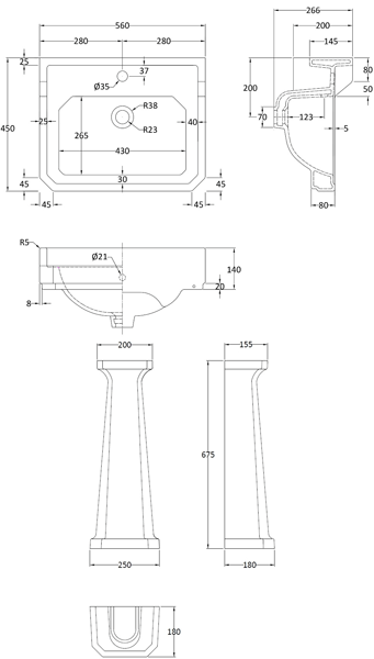 Additional image for Basin & Pedestal (1TH, 550mm).