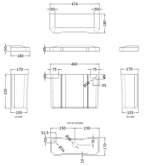 Additional image for Toilet Pan With Low Level Cistern & Flush Pipe.