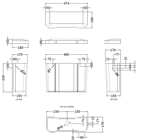 Additional image for Toilet Pan With High Level Cistern & Flush Pipe.