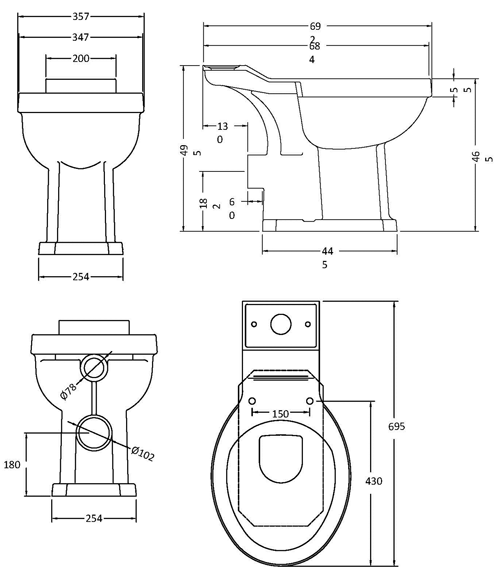 Additional image for Comfort Height Close Coupled Toilet & Cistern.