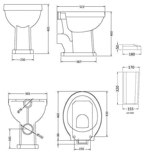 Additional image for Comfort Height Toilet Pan, Low Level Cistern & Pipe.