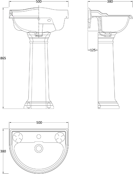 Additional image for Toilet With Basin & Pedestal (1 Tap Hole, 500mm).