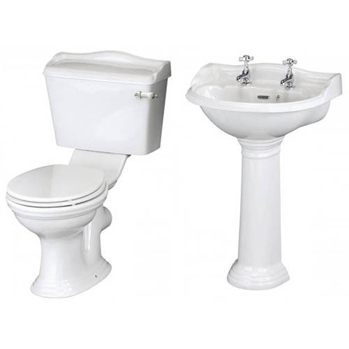 Additional image for Toilet With Basin & Pedestal (2 Tap Hole, 500mm).