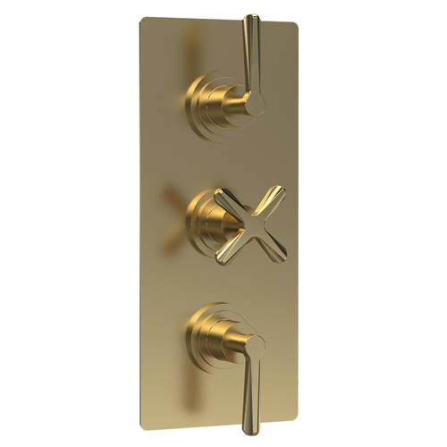 Additional image for Thermostatic Shower Valve With Diverter (3 Outlets, Brushed Brass).
