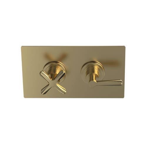 Additional image for Thermostatic Shower Valve With Diverter (2 Outlets, Brushed Brass).