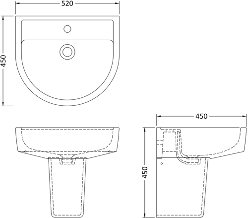 Additional image for Luna Basin & Semi Pedestal 525mm.