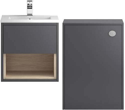 Additional image for 500mm Wall Hung Vanity With 600mm WC Unit & Basin 1 (Grey).