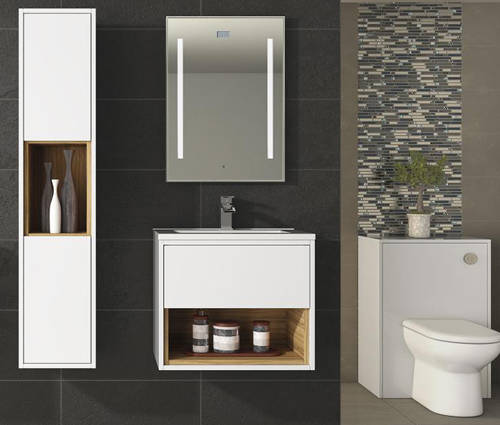 Additional image for 500mm Wall Hung Vanity With 600mm WC Unit & Basin 1 (White).