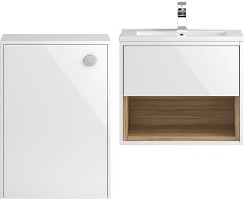 Additional image for 600mm Wall Hung Vanity With 600mm WC Unit & Basin 1 (White).