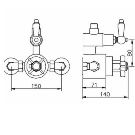 Additional image for Traditional Thermostatic Shower Valve With Rigid Riser (Chrome).