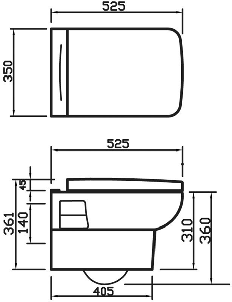 Additional image for Square Wall Hung Toilet Pan With Soft Close Seat.