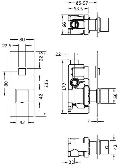Additional image for Concealed Push Button Shower Valve With Slide Rail Kit (Chrome).