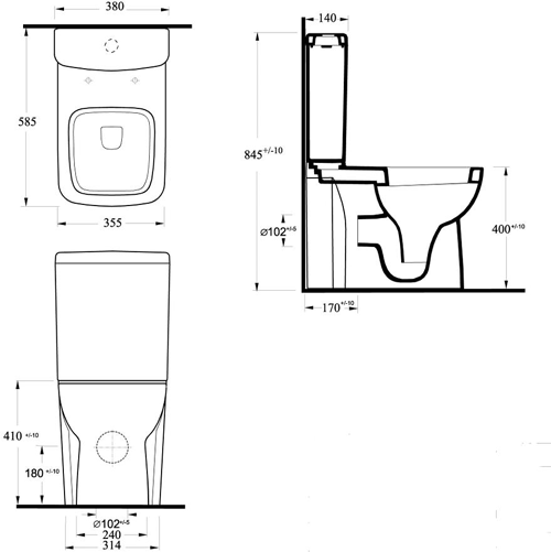 Additional image for Flush To Wall Toilet Pan, Cistern & Soft Close Seat.