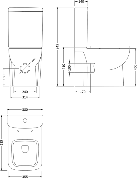 Additional image for Arlo Compact Flush To Wall Toilet, Cistern & Seat.