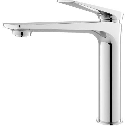 Additional image for Tall Basin Mixer Tap With Push Button Waste (Chrome).