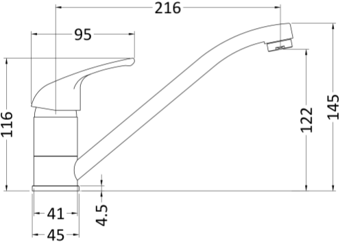 Additional image for D-Type Kitchen Tap With Swivel Spout (Chrome).