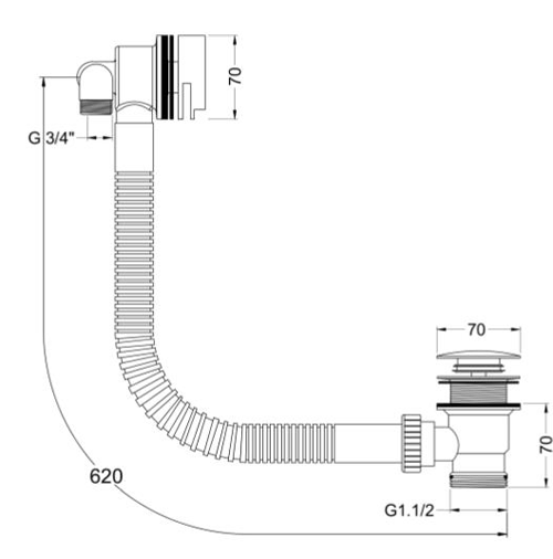 Additional image for Waterfall Freeflow Bath Filler Waste (Chrome).