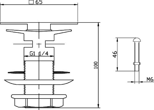 Additional image for Square Push Button Basin Waste (SLOTTED).