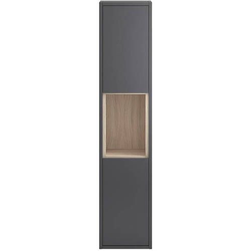 Additional image for Wall Hung Tall Storage Unit With Shelves (Grey Gloss).