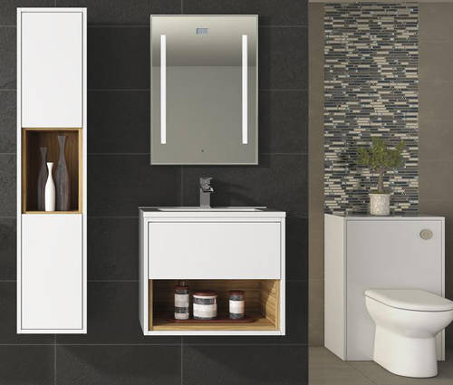 Additional image for Wall Hung 600mm Vanity Unit & Basin Type 2 (White Gloss).