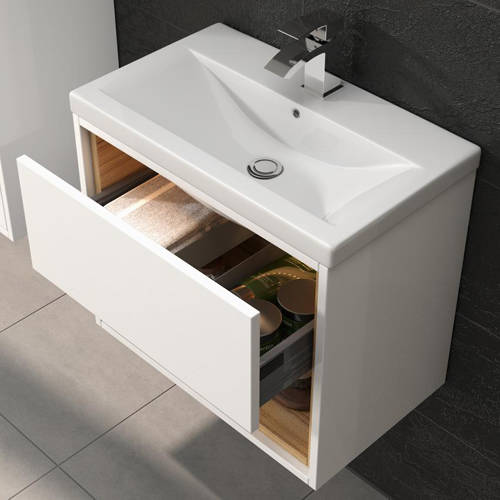 Additional image for Wall Hung 800mm Vanity Unit & Basin Type 1 (White Gloss).