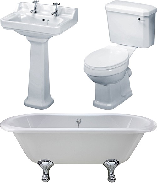 Additional image for Kingsbury 1700mm Double Ended Bath With Toilet & Basin.
