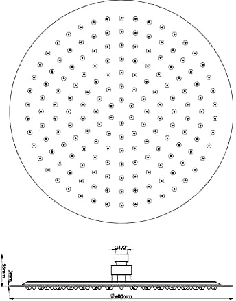 Additional image for Large Round Shower Head With Arm, 400mm Diameter.