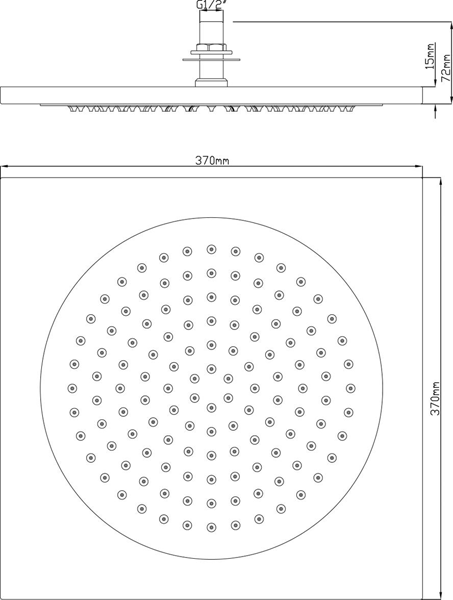 Additional image for Square Ceiling Tile Fixed Shower Head. 370x370mm.