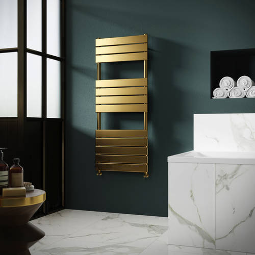 Additional image for Piazza Square Flat Towel Radiator (1200x500mm, Br Brass).