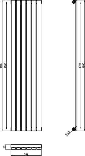 Additional image for Sloane Vertical Radiator (Anthracite). 354x1800mm.