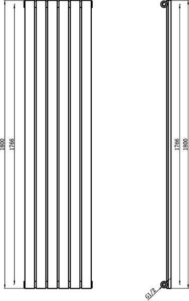 Additional image for Sloane Radiator (White). 354x1800mm. 2922 BTU.