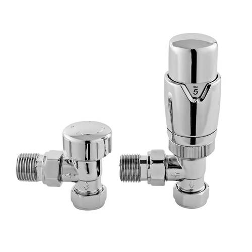 Additional image for Luxury Angled Thermostatic Radiator Valves Pack (Pair).