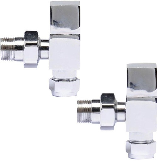 Additional image for Pure Square Radiator Valves Pack Angled (Pair).