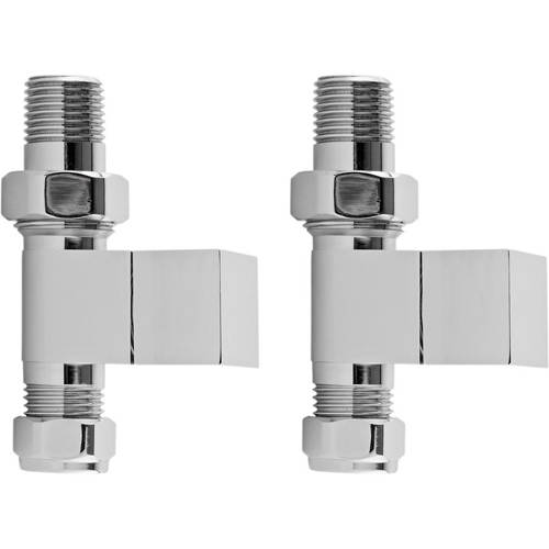 Additional image for Pure Straight Square Radiator Valve Pack (Pair, Chrome).
