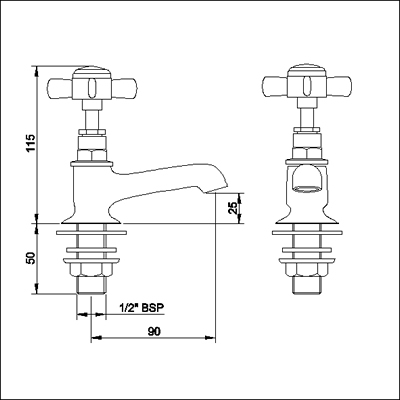 Additional image for Long Nose Basin taps (Pair, Chrome)