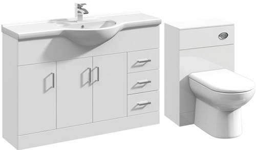 Additional image for 1200mm Vanity Unit With Basin Type 1 & 500mm WC Unit (White)