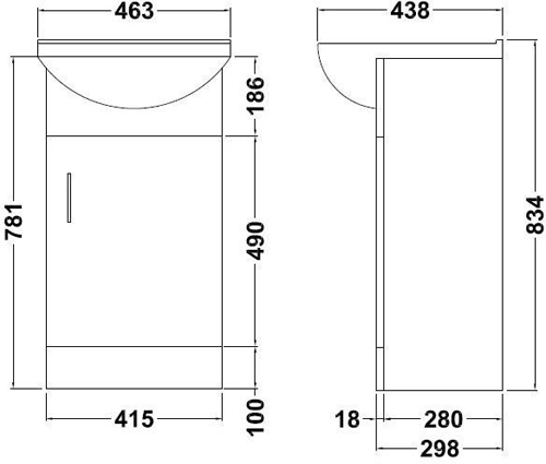 Additional image for 450mm Vanity Unit With Basin Type 2 & 500mm WC Unit (White).