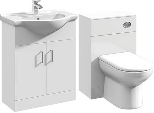 Additional image for 650mm Vanity Unit With Basin Type 1 & 500mm WC Unit (White).