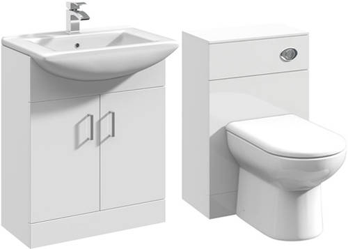 Additional image for 650mm Vanity Unit With Basin Type 2 & 500mm WC Unit (White).