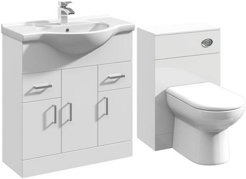 Additional image for 750mm Vanity Unit With Basin Type 1 & 500mm WC Unit (White).