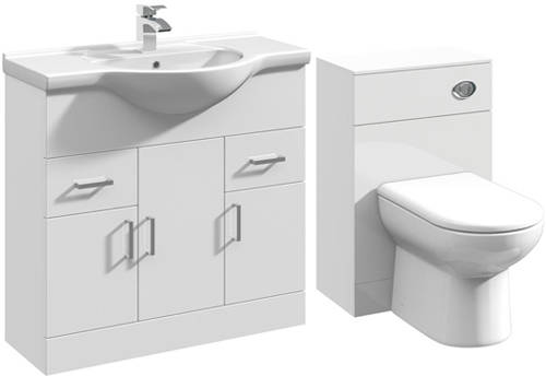 Additional image for 850mm Vanity Unit With Basin Type 1 & 500mm WC Unit (White).