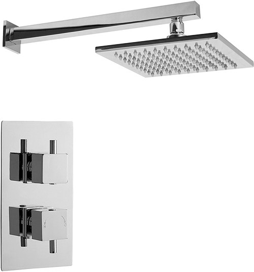 Additional image for Twin Thermostatic Shower Valve With Head & Arm (Chrome).
