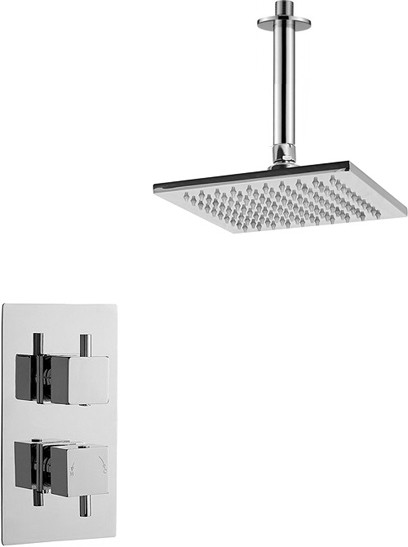 Additional image for Twin Thermostatic Shower Valve With Head & Arm (Chrome).